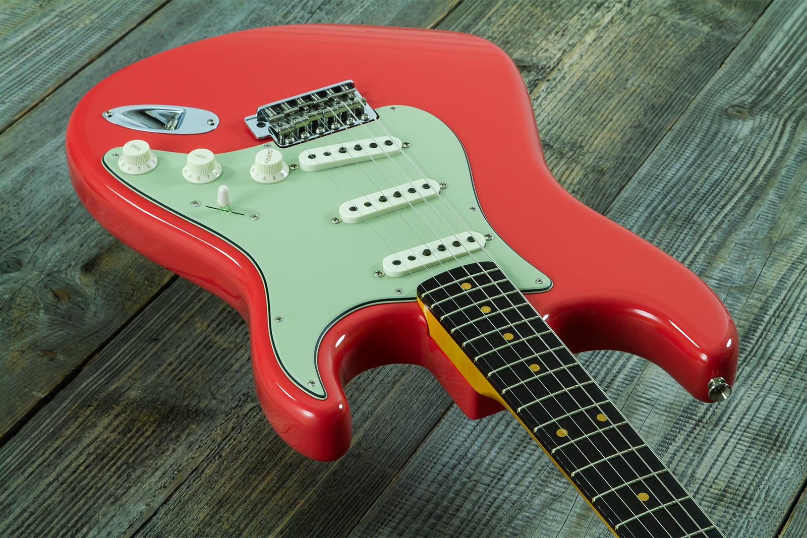 Fender Custom Shop Strat 1959 Vintage Custom 3s Trem Rw #r148219 - Time Capsule Fiesta Red - Elektrische gitaar in Strat vorm - Variation 3