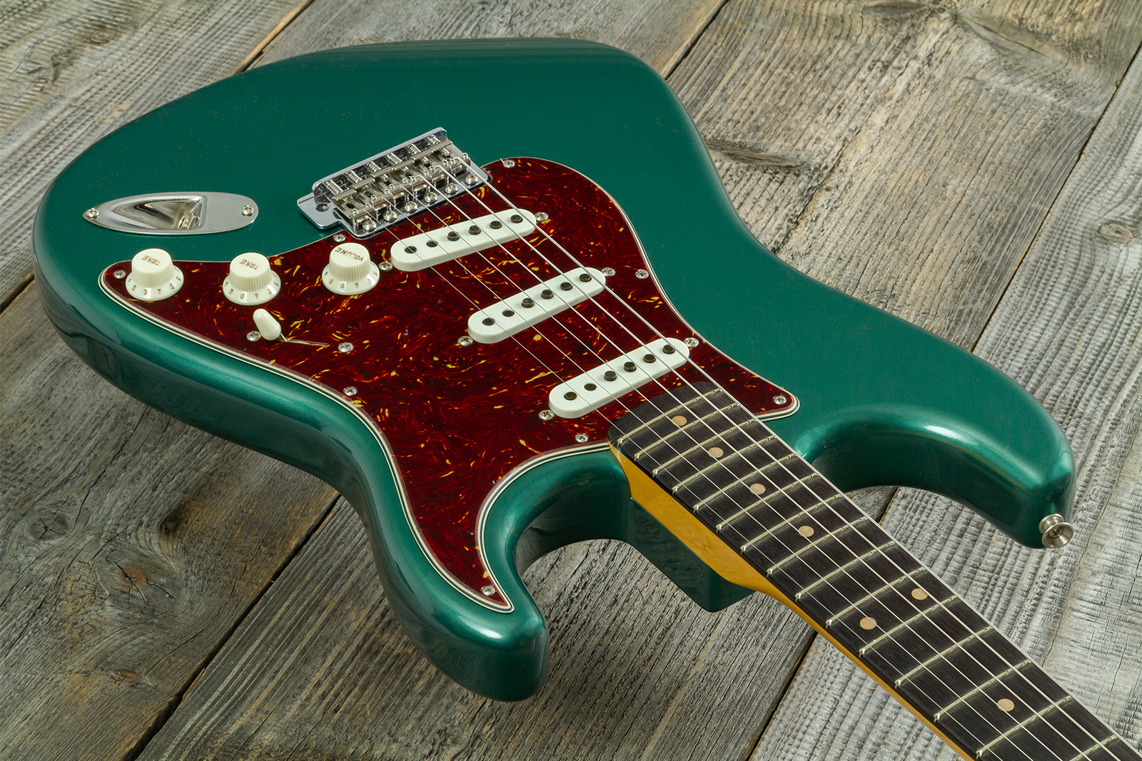 Fender Custom Shop Strat 1959 Vintage Custom 3s Trem Rw #r148541 - Time Capsule Sherwood Green Metallic - Elektrische gitaar in Strat vorm - Variation