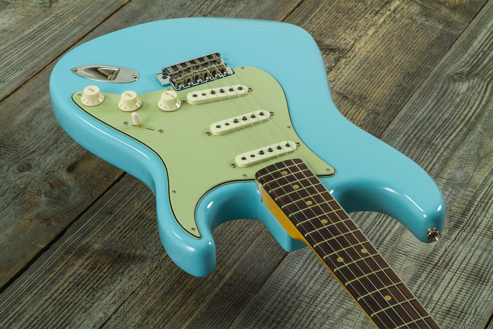 Fender Custom Shop Strat 1959 Vintage Custom 3s Trem Rw #r150835 - Time Capsule Daphne Blue - Elektrische gitaar in Strat vorm - Variation 2