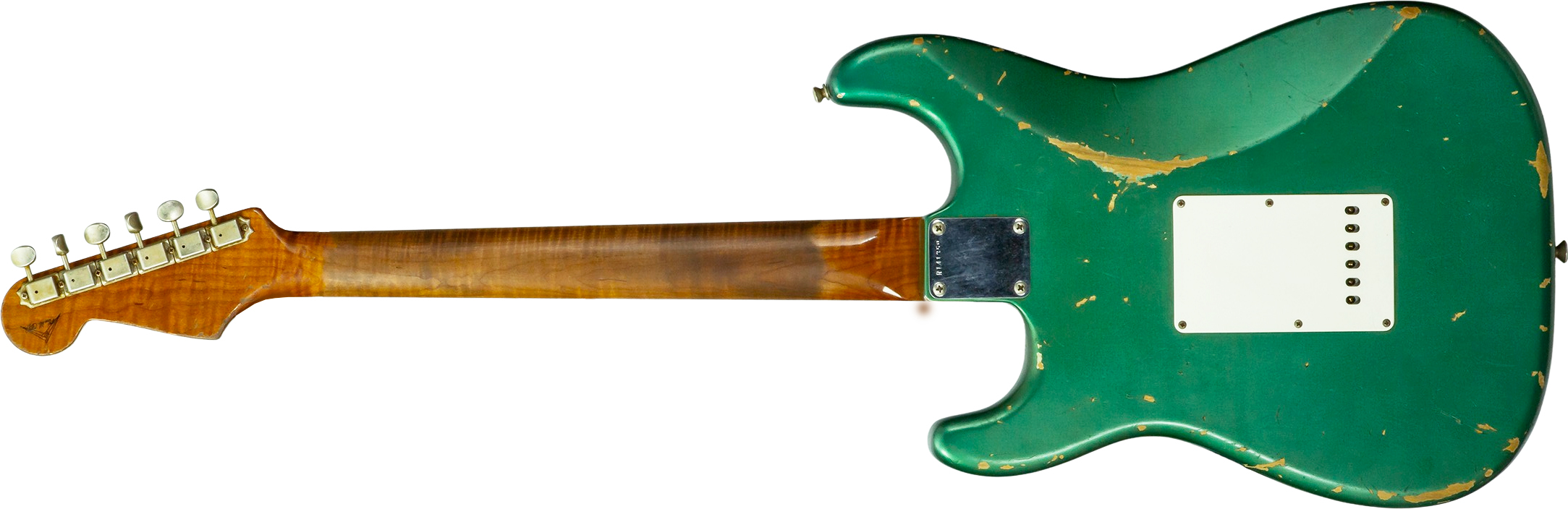 Fender Custom Shop Strat 1960/63 Mb A.macnutt 3s Trem Rw #r141359 - Relic Sherwood Green Metallic - Elektrische gitaar in Strat vorm - Variation 1