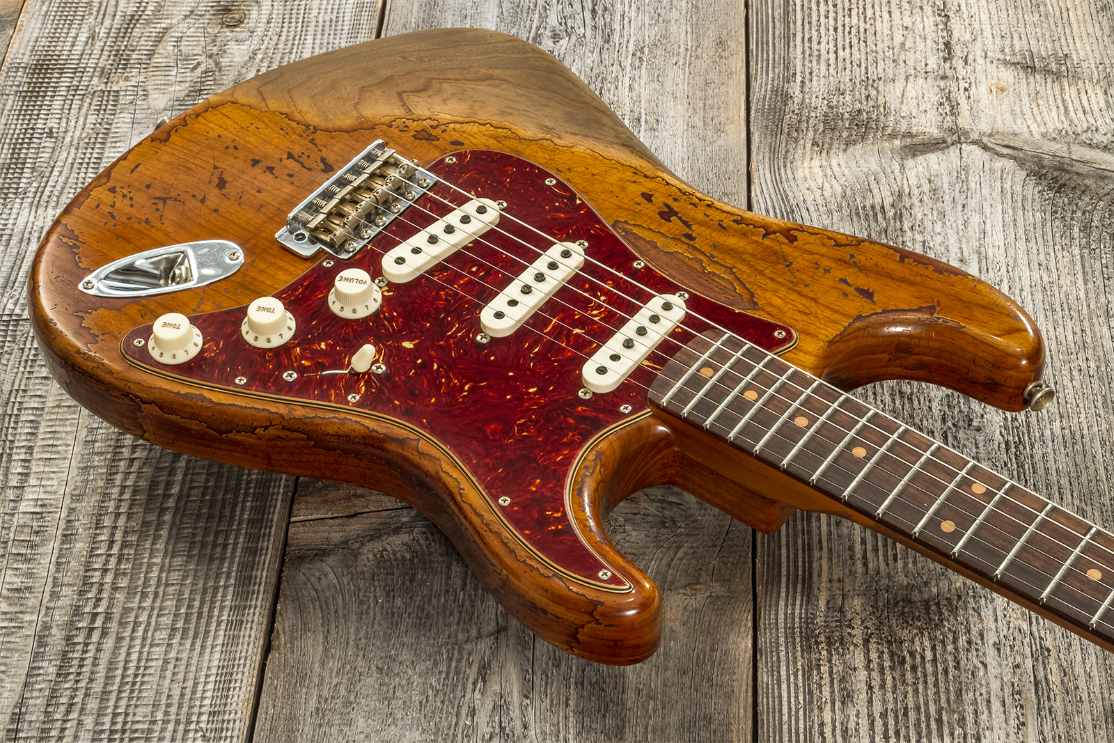 Fender Custom Shop Strat 1961 3s Trem Rw #cz570051 - Super Heavy Relic Natural - Elektrische gitaar in Str-vorm - Variation 2