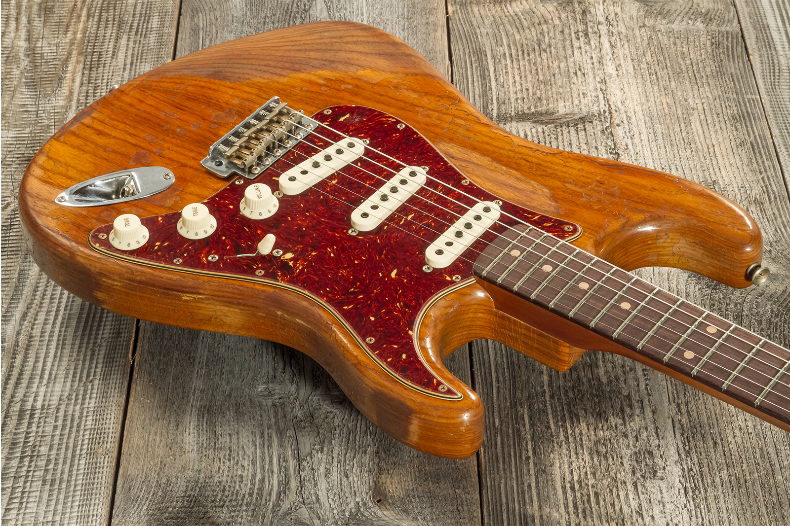 Fender Custom Shop Strat 1961 3s Trem Rw #cz570266 - Super Heavy Relic Natural - Elektrische gitaar in Str-vorm - Variation 2