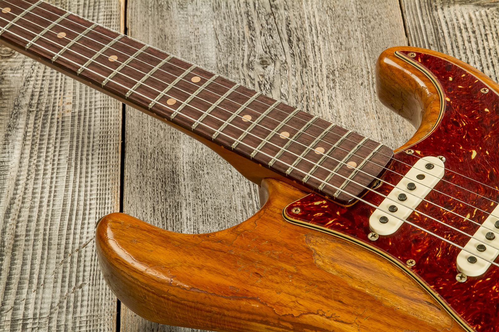 Fender Custom Shop Strat 1961 3s Trem Rw #cz570266 - Super Heavy Relic Natural - Elektrische gitaar in Str-vorm - Variation 3