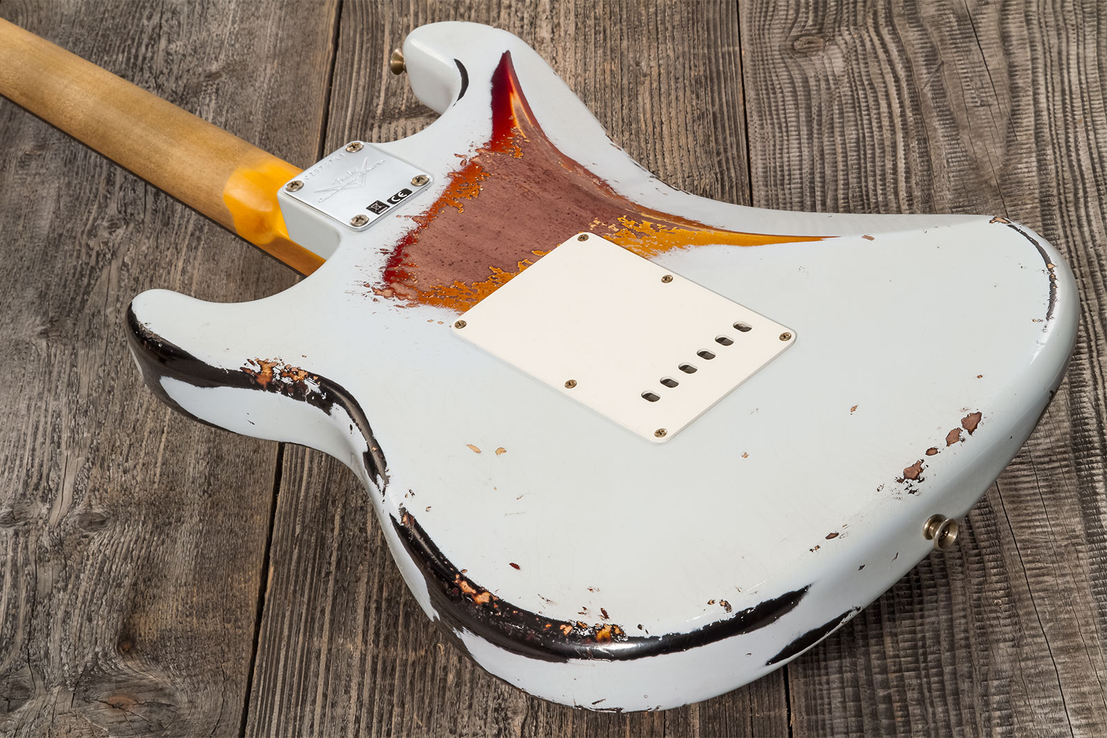 Fender Custom Shop Strat 1961 3s Trem Rw #cz573714 - Heavy Relic Aged Sonic Blue O. 3-color Sunburst - Elektrische gitaar in Str-vorm - Variation 5