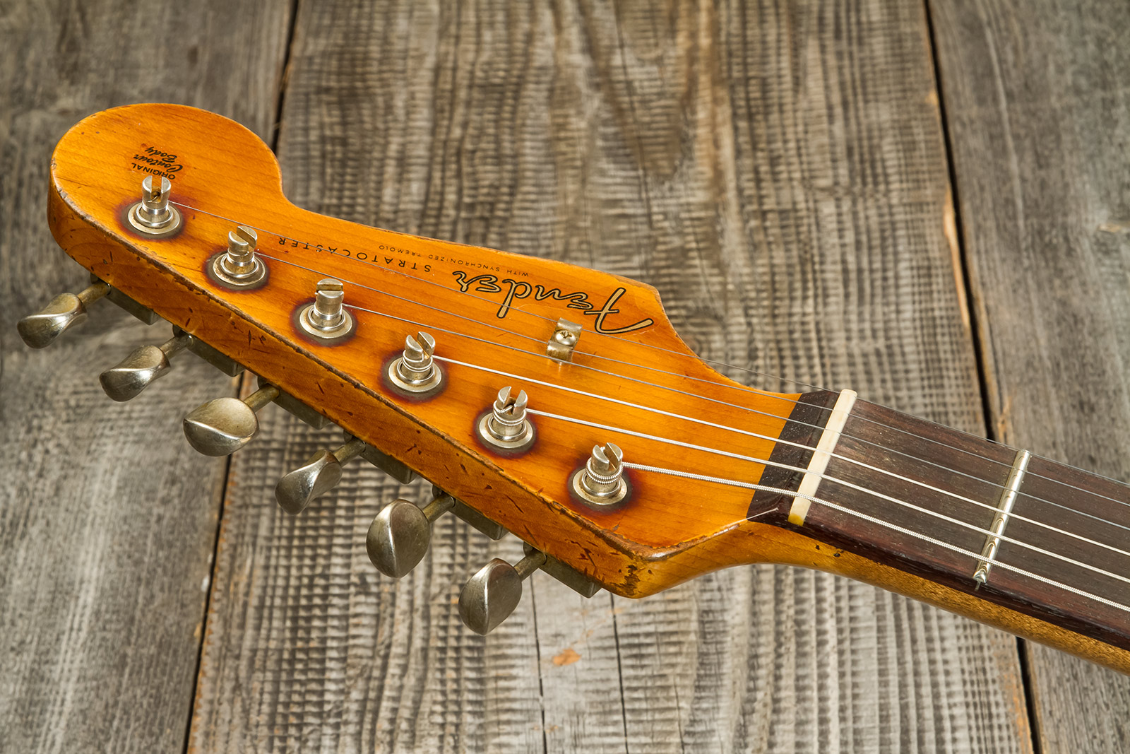 Fender Custom Shop Strat 1961 3s Trem Rw #cz576153 - Super Heavy Relic Black O. 3-color Sunburst - Elektrische gitaar in Str-vorm - Variation 9