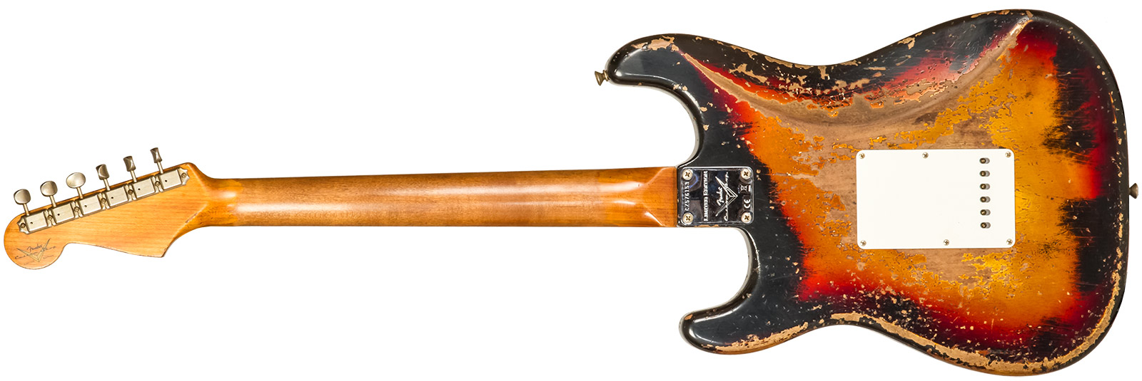 Fender Custom Shop Strat 1961 3s Trem Rw #cz576153 - Super Heavy Relic Black O. 3-color Sunburst - Elektrische gitaar in Str-vorm - Variation 1