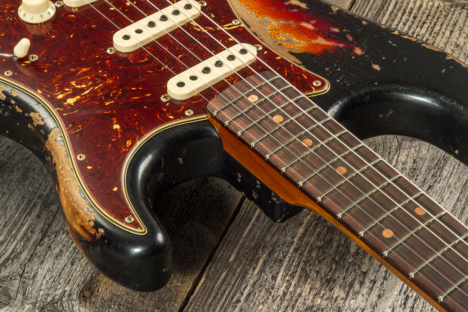 Fender Custom Shop Strat 1961 3s Trem Rw #cz576153 - Super Heavy Relic Black O. 3-color Sunburst - Elektrische gitaar in Str-vorm - Variation 4