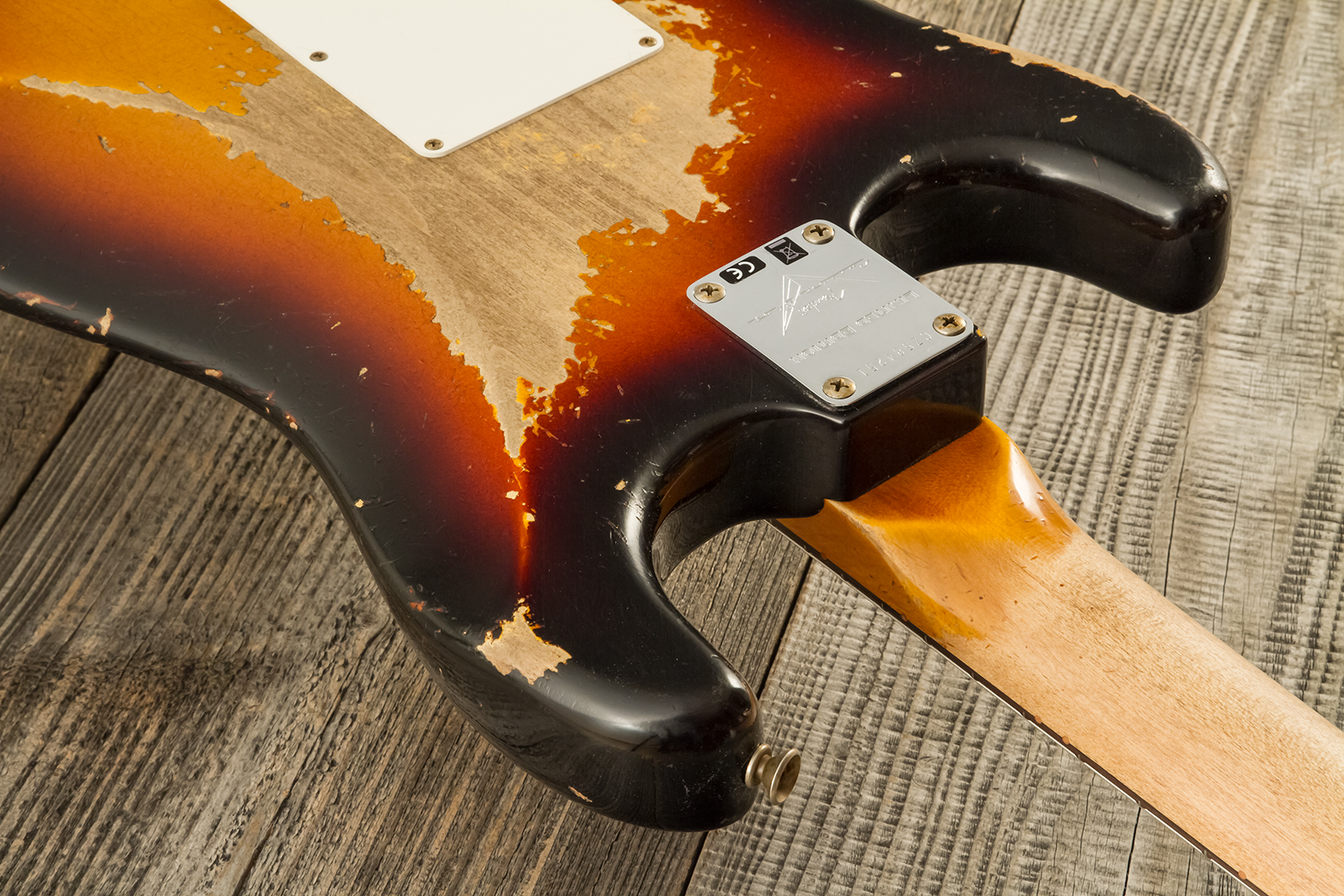 Fender Custom Shop Strat 1961 Bone Tone 3s Trem #cz584251 - Super Heavy Relic 3-color Sunburst - Elektrische gitaar in Str-vorm - Variation 11