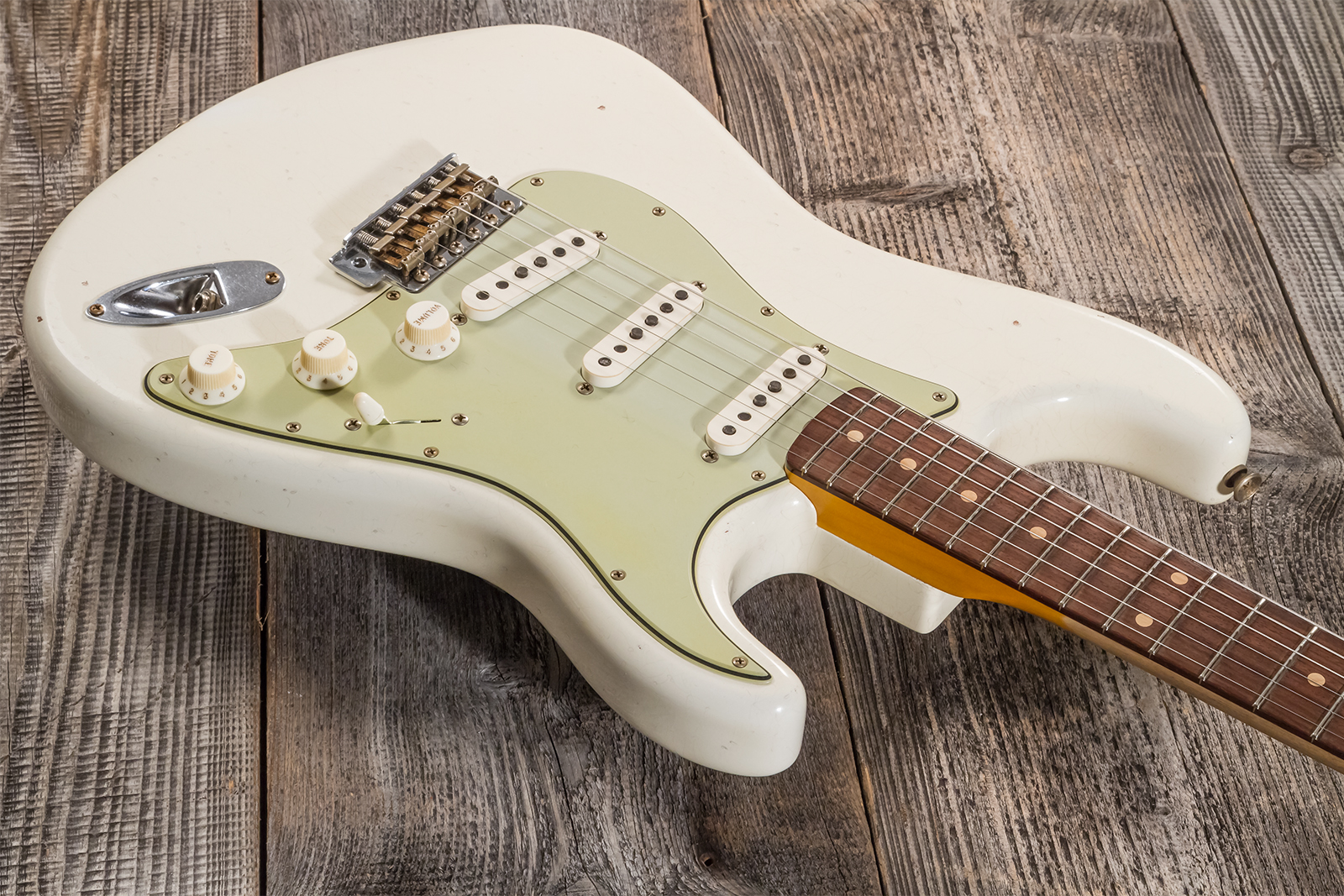 Fender Custom Shop Strat 1962/63 3s Trem Rw #cz565163 - Journeyman Relic Olympic White - Elektrische gitaar in Str-vorm - Variation 2