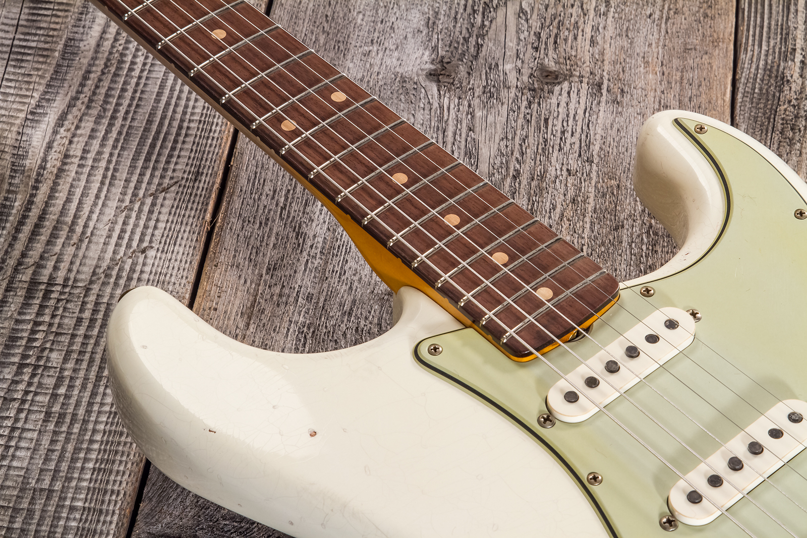 Fender Custom Shop Strat 1962/63 3s Trem Rw #cz565163 - Journeyman Relic Olympic White - Elektrische gitaar in Str-vorm - Variation 3