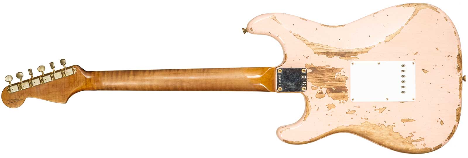 Fender Custom Shop Strat 1963 3s Trem Rw #r136150 - Super Heavy Relic Shell Pink - Elektrische gitaar in Strat vorm - Variation 1