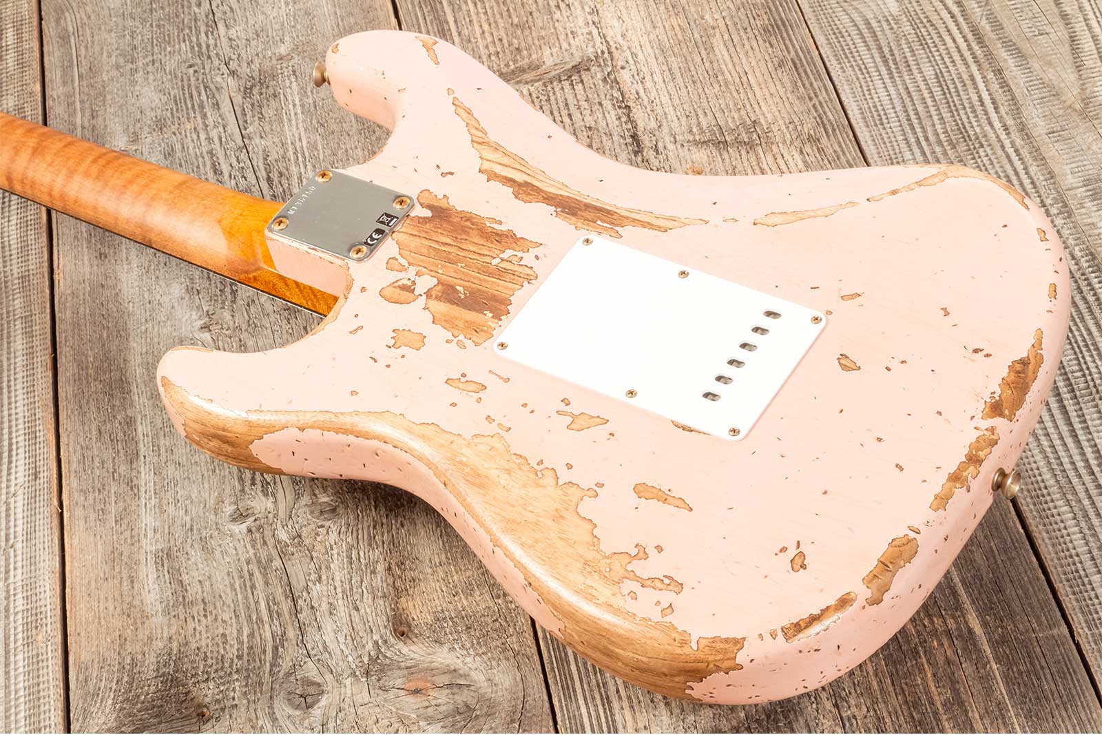 Fender Custom Shop Strat 1963 3s Trem Rw #r136150 - Super Heavy Relic Shell Pink - Elektrische gitaar in Strat vorm - Variation 5