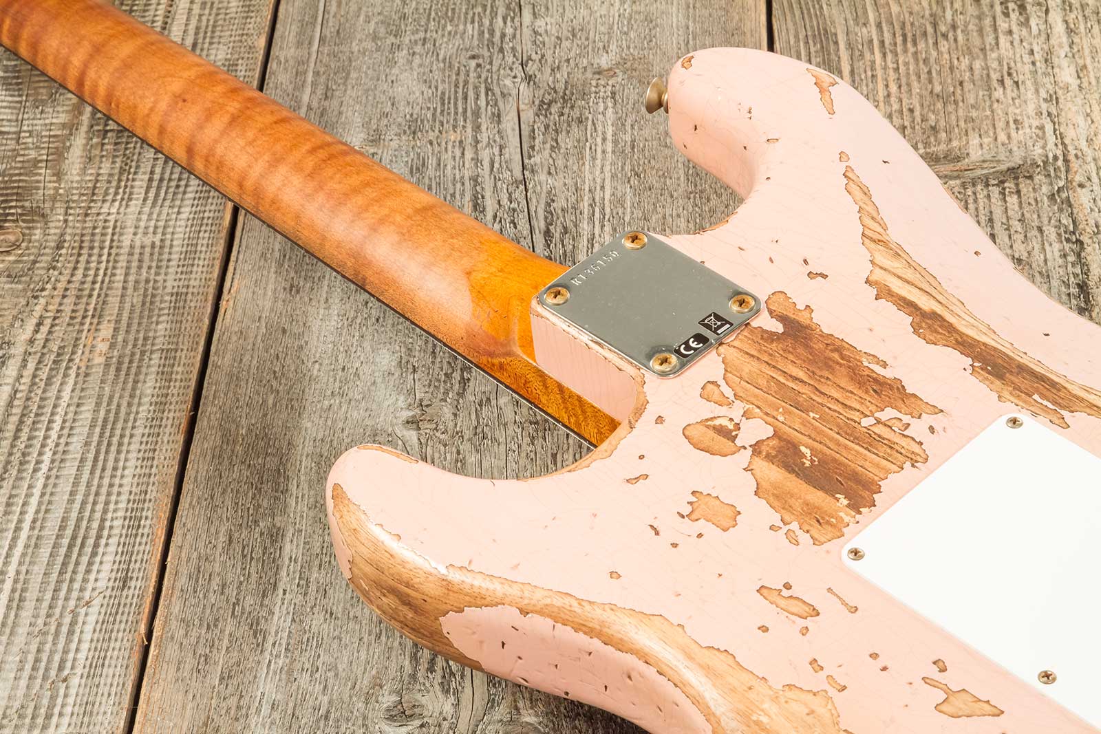 Fender Custom Shop Strat 1963 3s Trem Rw #r136150 - Super Heavy Relic Shell Pink - Elektrische gitaar in Strat vorm - Variation 6