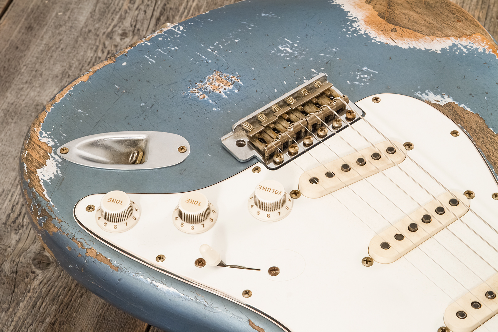 Fender Custom Shop Strat 1963 3s Trem Rw #r139911 - Relic Lake Placid Blue - Elektrische gitaar in Strat vorm - Variation 3