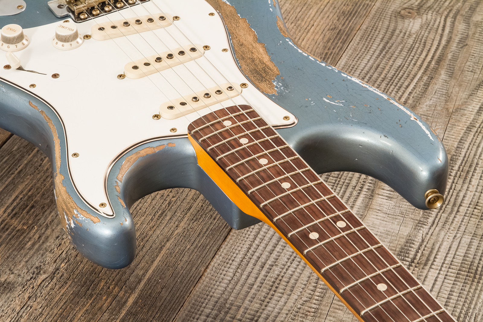 Fender Custom Shop Strat 1963 3s Trem Rw #r139911 - Relic Lake Placid Blue - Elektrische gitaar in Strat vorm - Variation 4