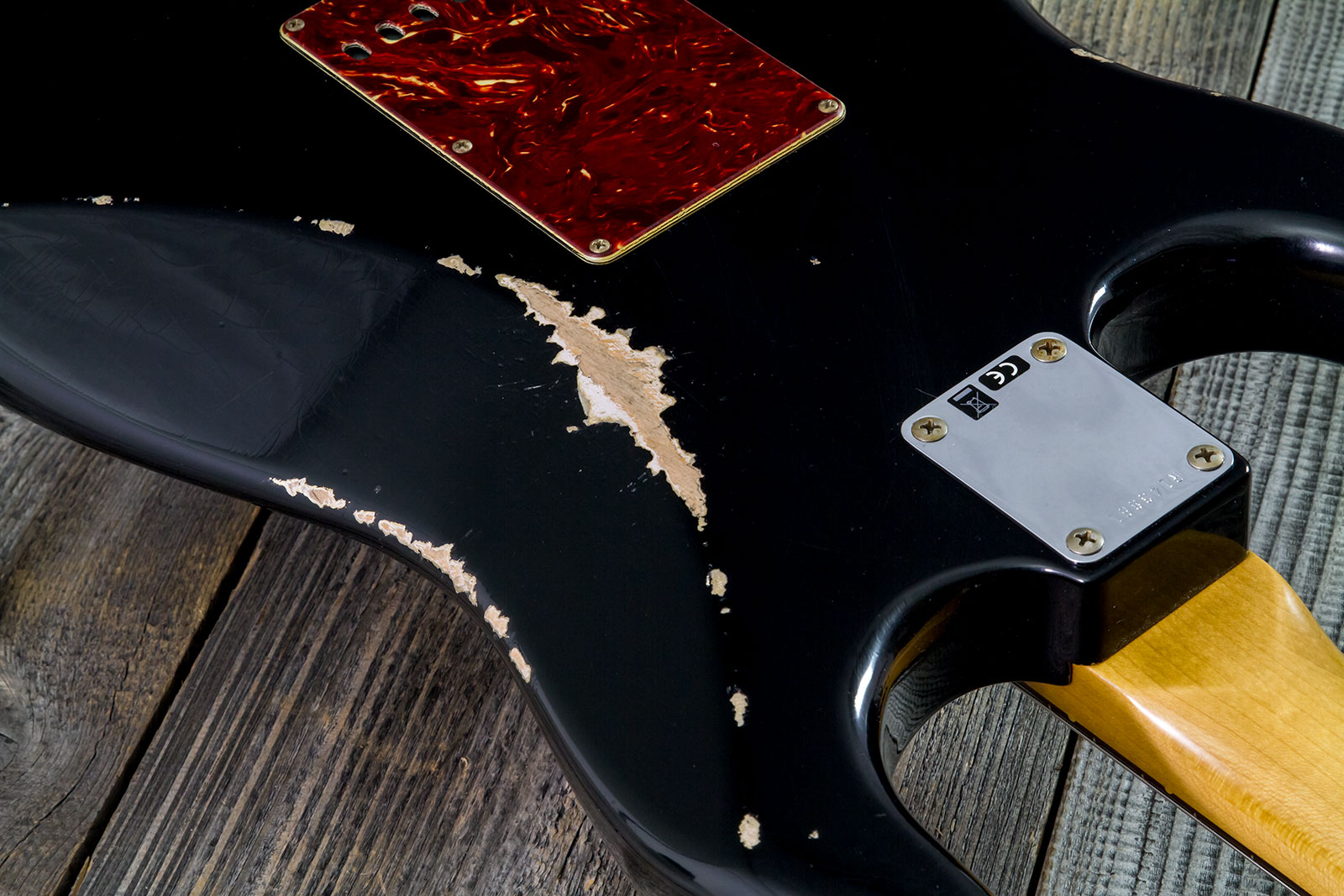 Fender Custom Shop Strat 1963 3s Trem Rw #r143861 - Relic Black O. Hle Gold - Elektrische gitaar in Strat vorm - Variation 9