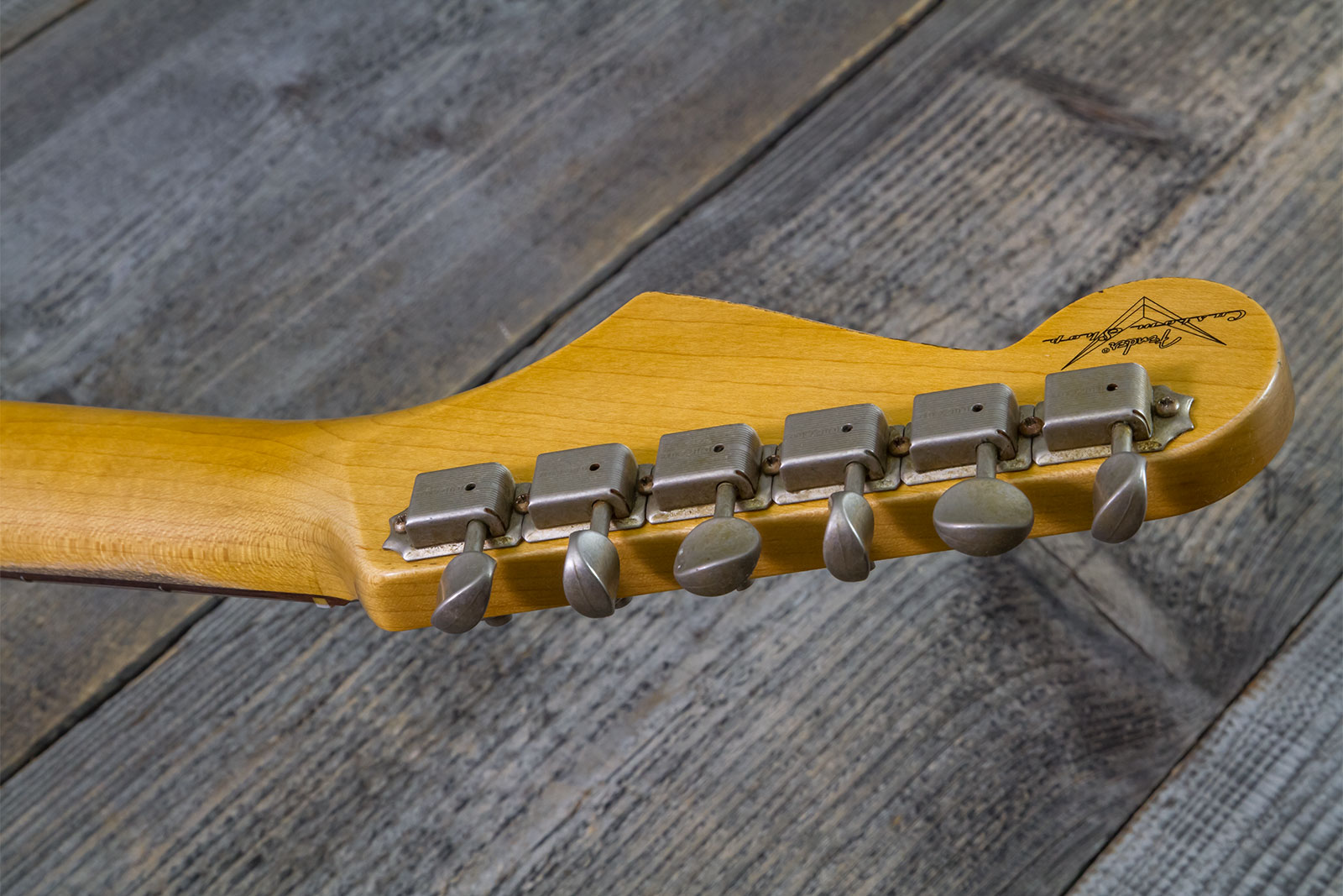 Fender Custom Shop Strat 1963 3s Trem Rw #r143861 - Relic Black O. Hle Gold - Elektrische gitaar in Strat vorm - Variation 11