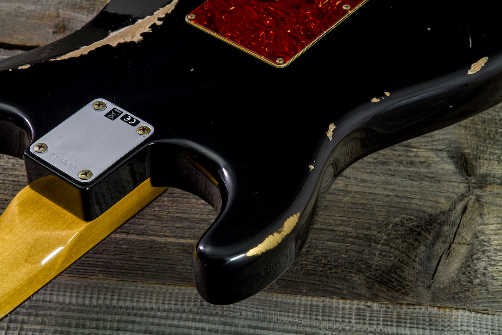 Fender Custom Shop Strat 1963 3s Trem Rw #r143861 - Relic Black O. Hle Gold - Elektrische gitaar in Strat vorm - Variation 8