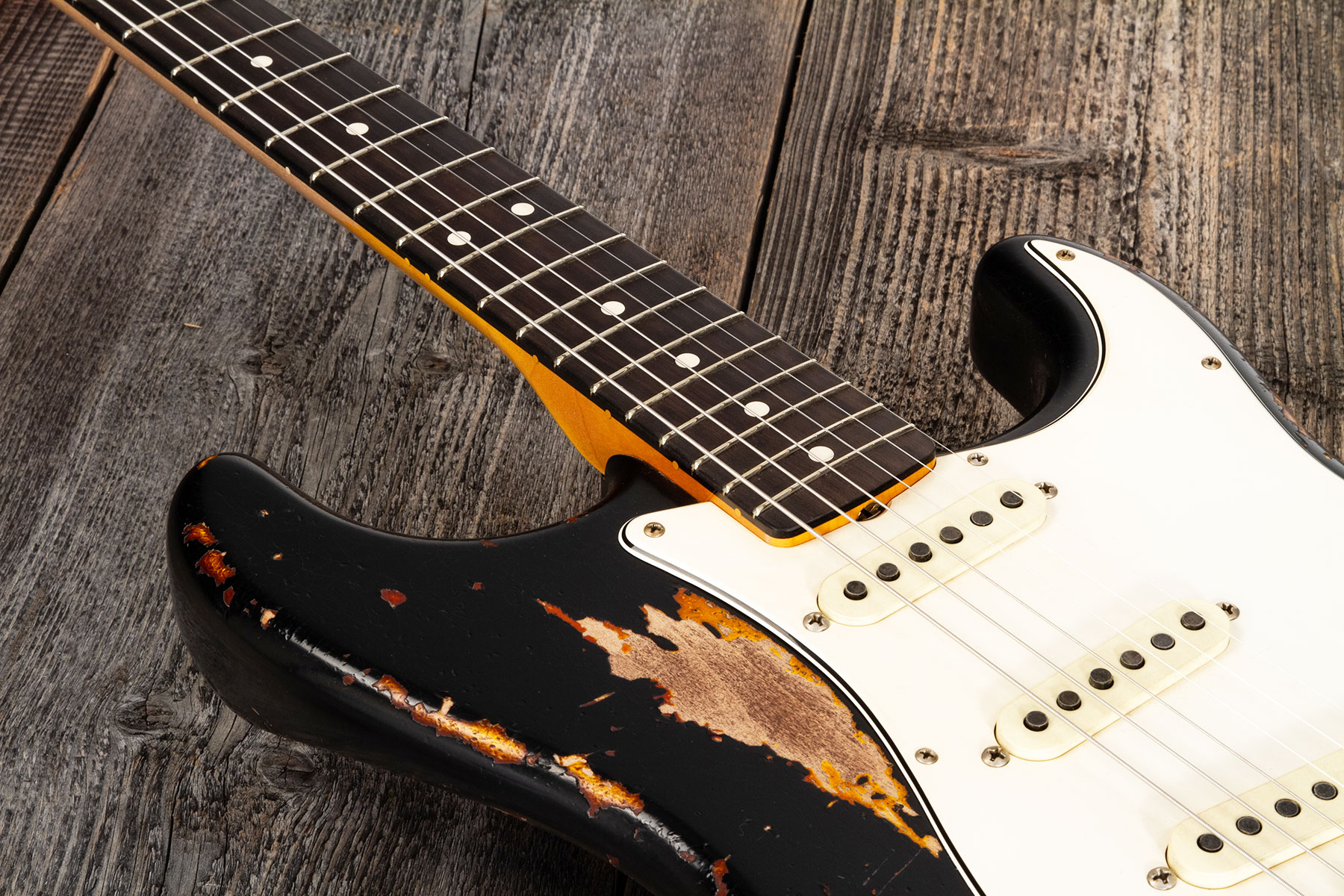 Fender Custom Shop Strat 1963 Masterbuilt K.mcmillin 3s Trem Rw #r127357 - Heavy Relic Black Ov. 3-color Sunburst - Elektrische gitaar in Str-vorm - V
