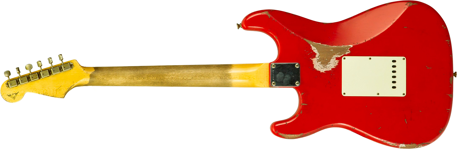 Fender Custom Shop Strat 1963 Mb A.macnutt 3s Trem Rw #r144111 - Relic Fiesta Red - Elektrische gitaar in Strat vorm - Variation 1