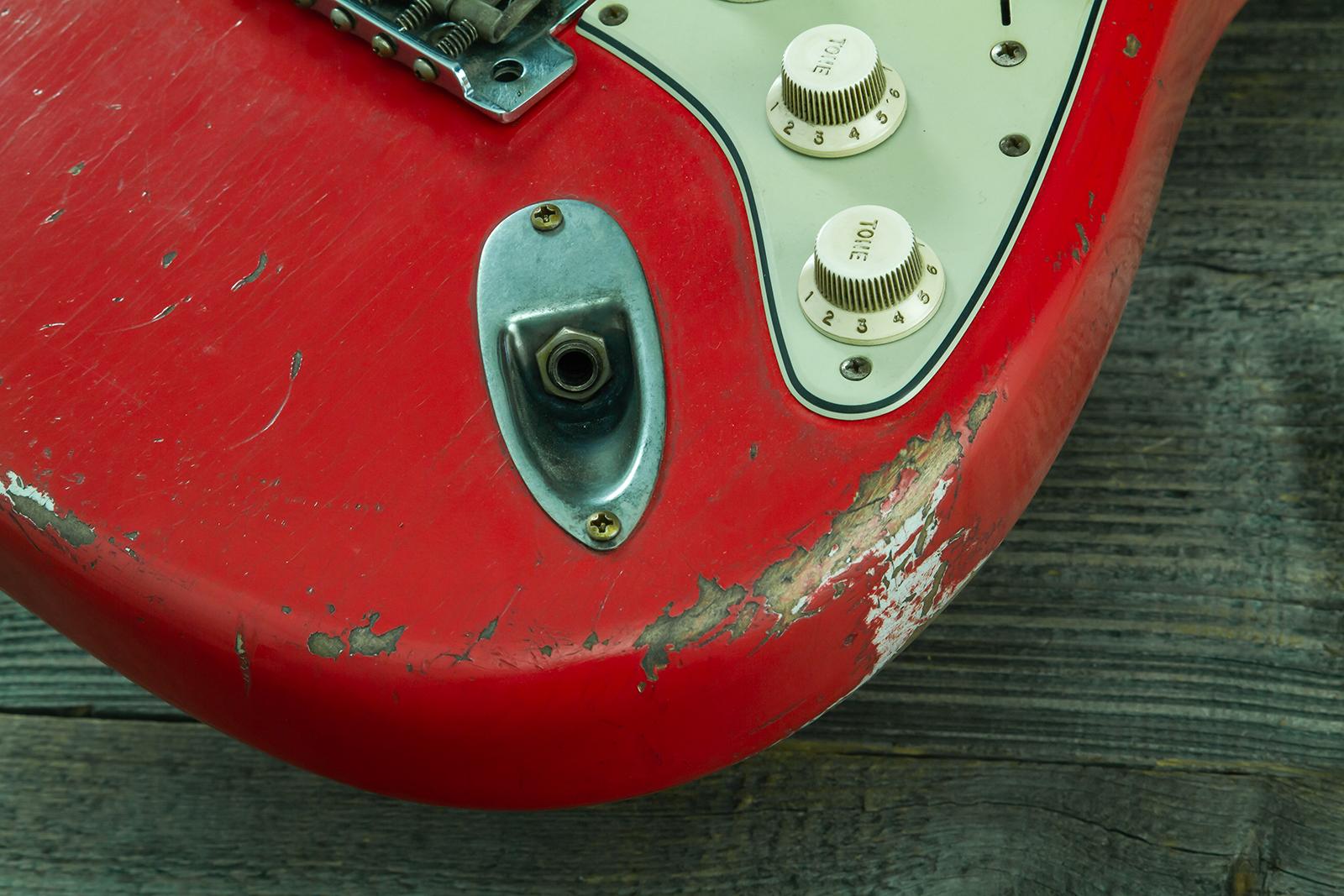 Fender Custom Shop Strat 1963 Mb A.macnutt 3s Trem Rw #r144111 - Relic Fiesta Red - Elektrische gitaar in Strat vorm - Variation 2