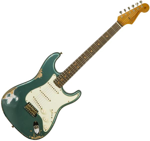 Solid body elektrische gitaar Fender Custom Shop 1963 Stratocaster #CZ555868 - Relic sherwood green metallic