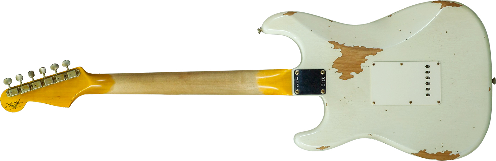Fender Custom Shop Strat 1964 L-series 3s Trem Rw #l11710 - Heavy Relic Olympic White - Elektrische gitaar in Strat vorm - Variation 1