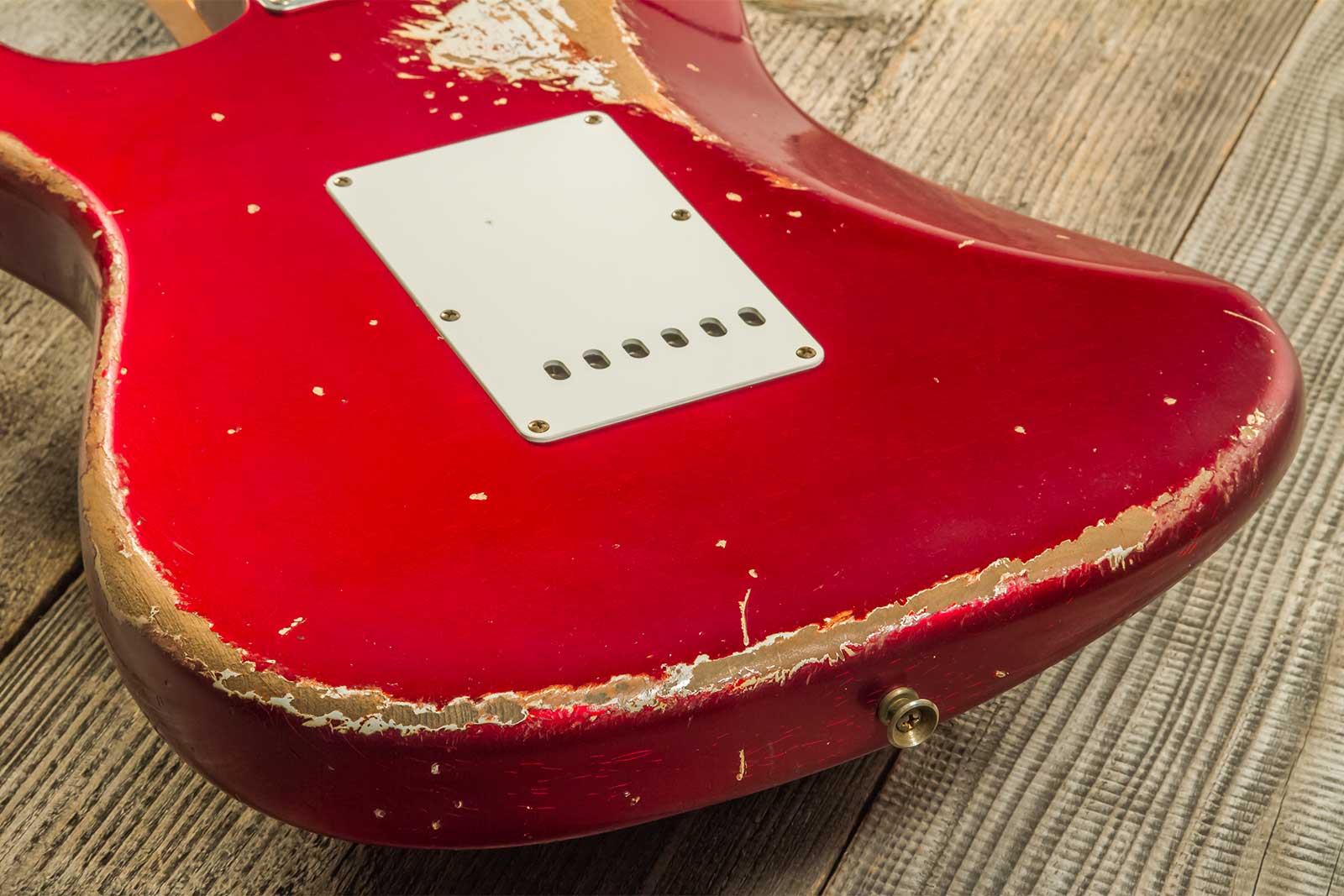 Fender Custom Shop Strat 1964 Masterbuilt P.waller 3s Trem Rw #r129130 - Heavy Relic Candy Apple Red - Elektrische gitaar in Str-vorm - Variation 6