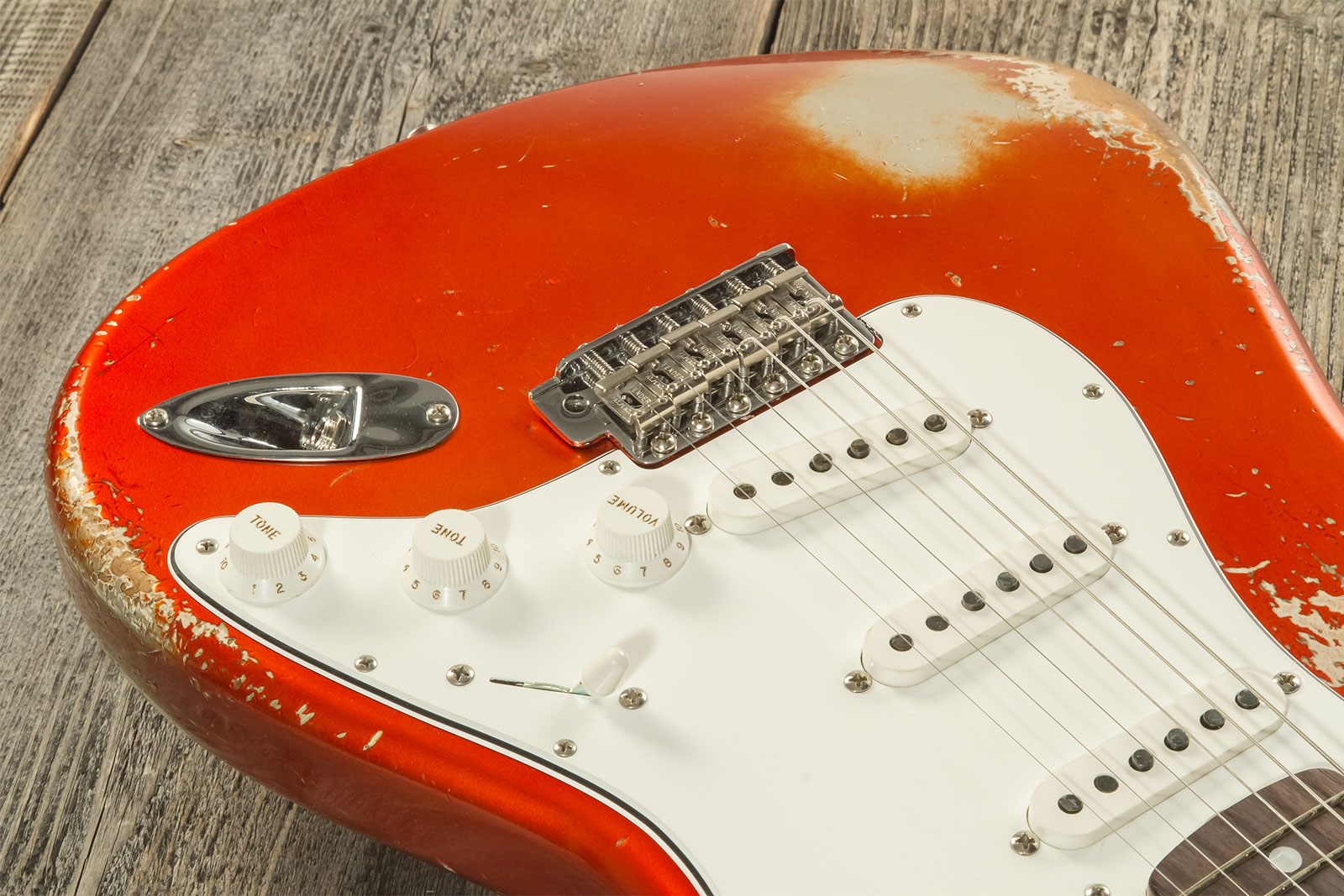 Fender Custom Shop Strat 1969 3s Trem Rw #r132166 - Heavy Relic Candy Tangerine - Elektrische gitaar in Str-vorm - Variation 3