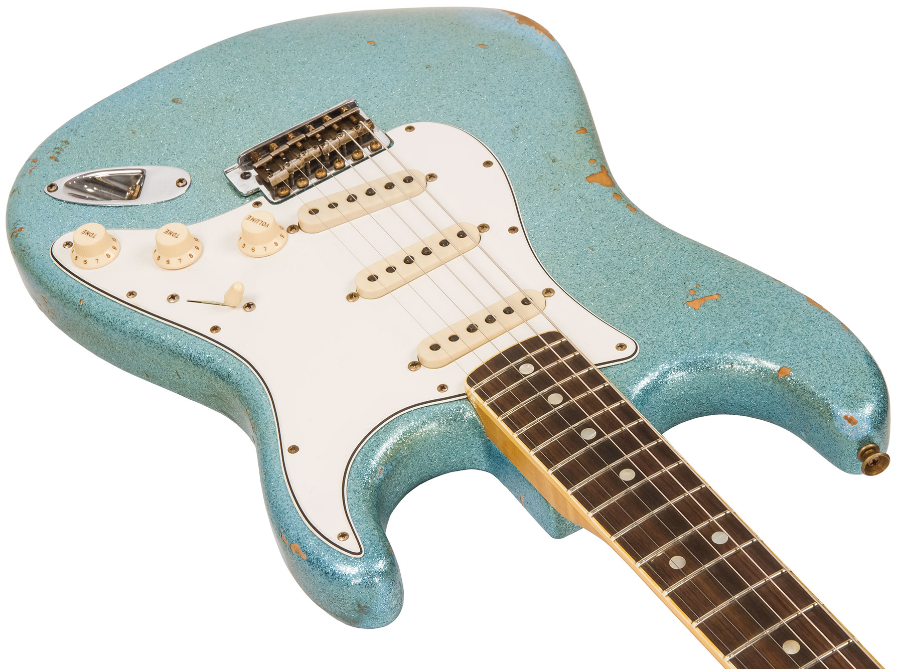 Fender Custom Shop Strat 1965 Ltd Usa Rw #cz548544 - Relic Daphne Blue Sparkle - Elektrische gitaar in Str-vorm - Variation 2