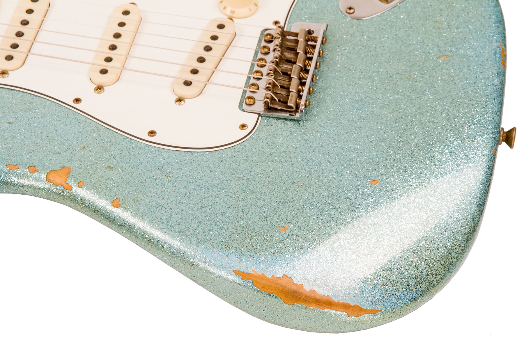 Fender Custom Shop Strat 1965 Ltd Usa Rw #cz548544 - Relic Daphne Blue Sparkle - Elektrische gitaar in Str-vorm - Variation 4