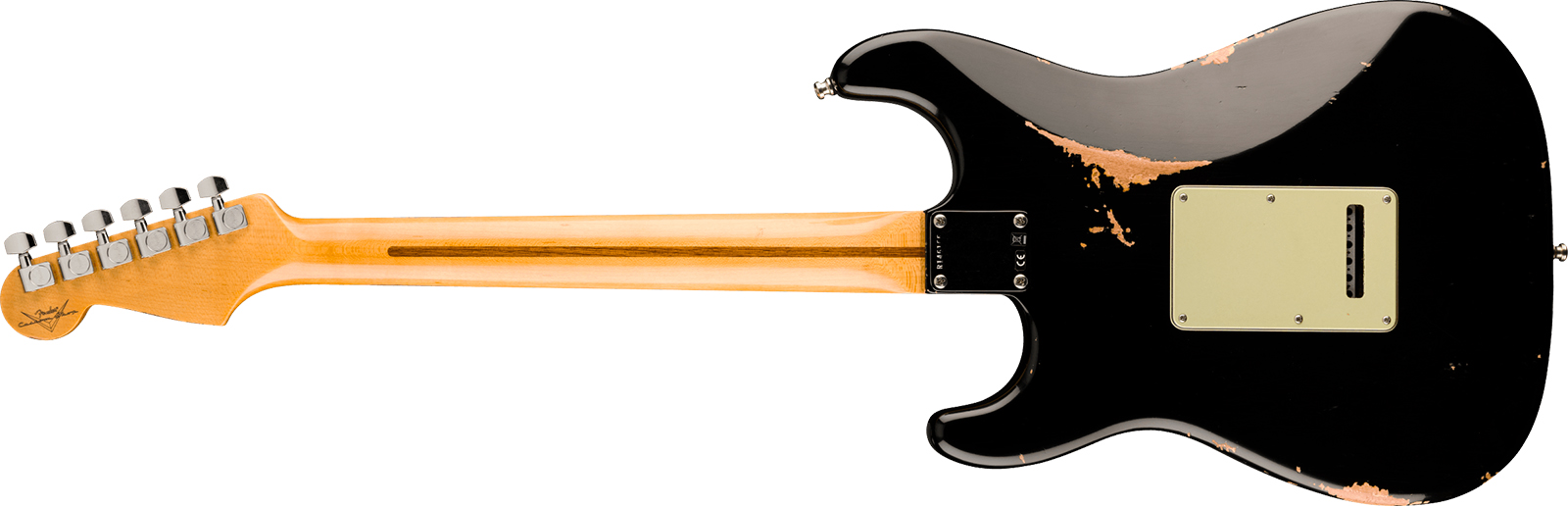 Fender Custom Shop Strat Deluxe Hb S1 Hss Trem Rw - Relic Black - Elektrische gitaar in Strat vorm - Variation 1