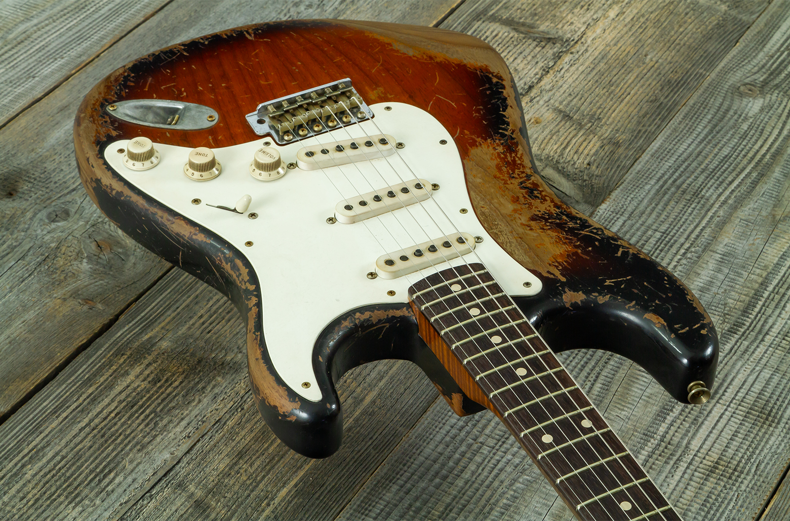 Fender Custom Shop Strat Late 1959 Mb A.macnutt 3s Trem Rw #r147577 - Heavy Relic 2-color Sunburst - Elektrische gitaar in Strat vorm - Variation 6