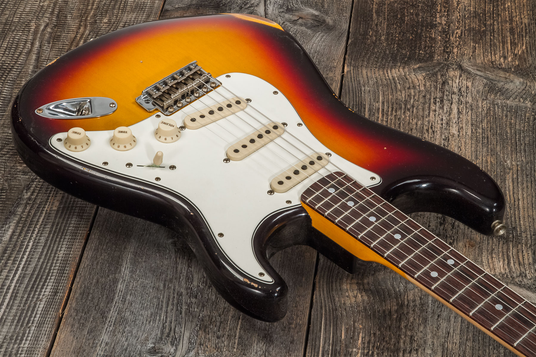 Fender Custom Shop Strat Late 64 3s Trem Rw #cz568169 - Relic Target 3-color Sunburst - Elektrische gitaar in Str-vorm - Variation 2