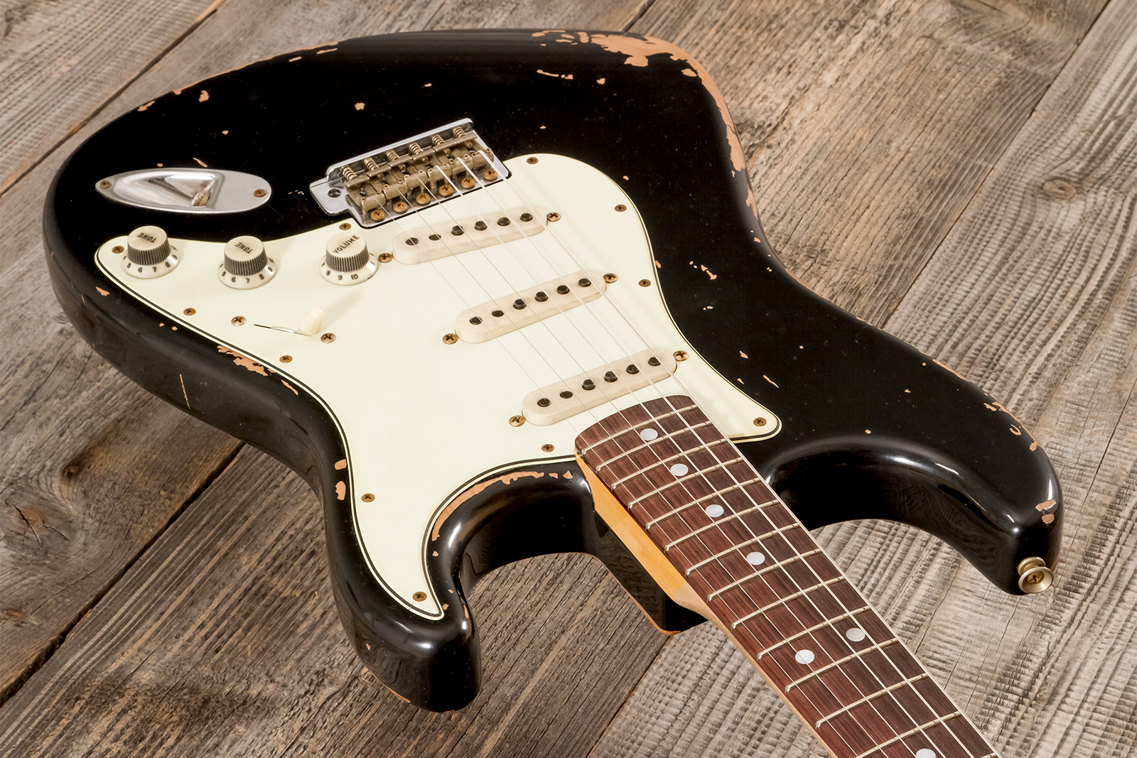 Fender Custom Shop Strat Michael Landau 1968 Signature Trem 3s #r138684 - Relic Black - Elektrische gitaar in Strat vorm - Variation 2