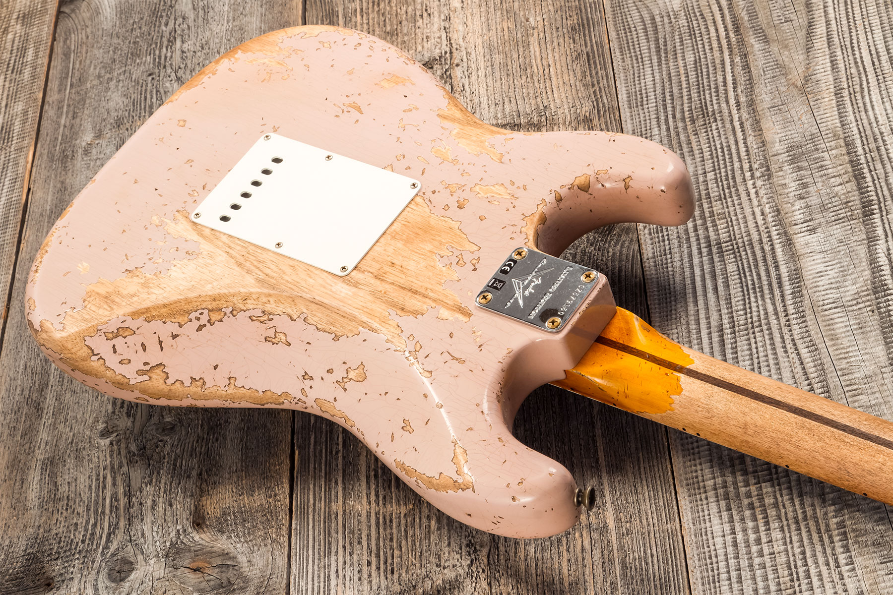 Fender Custom Shop Strat Red Hot 3s Trem Mn #cz579150 - Super Heavy Relic Dirty Shell Pink - Elektrische gitaar in Str-vorm - Variation 6