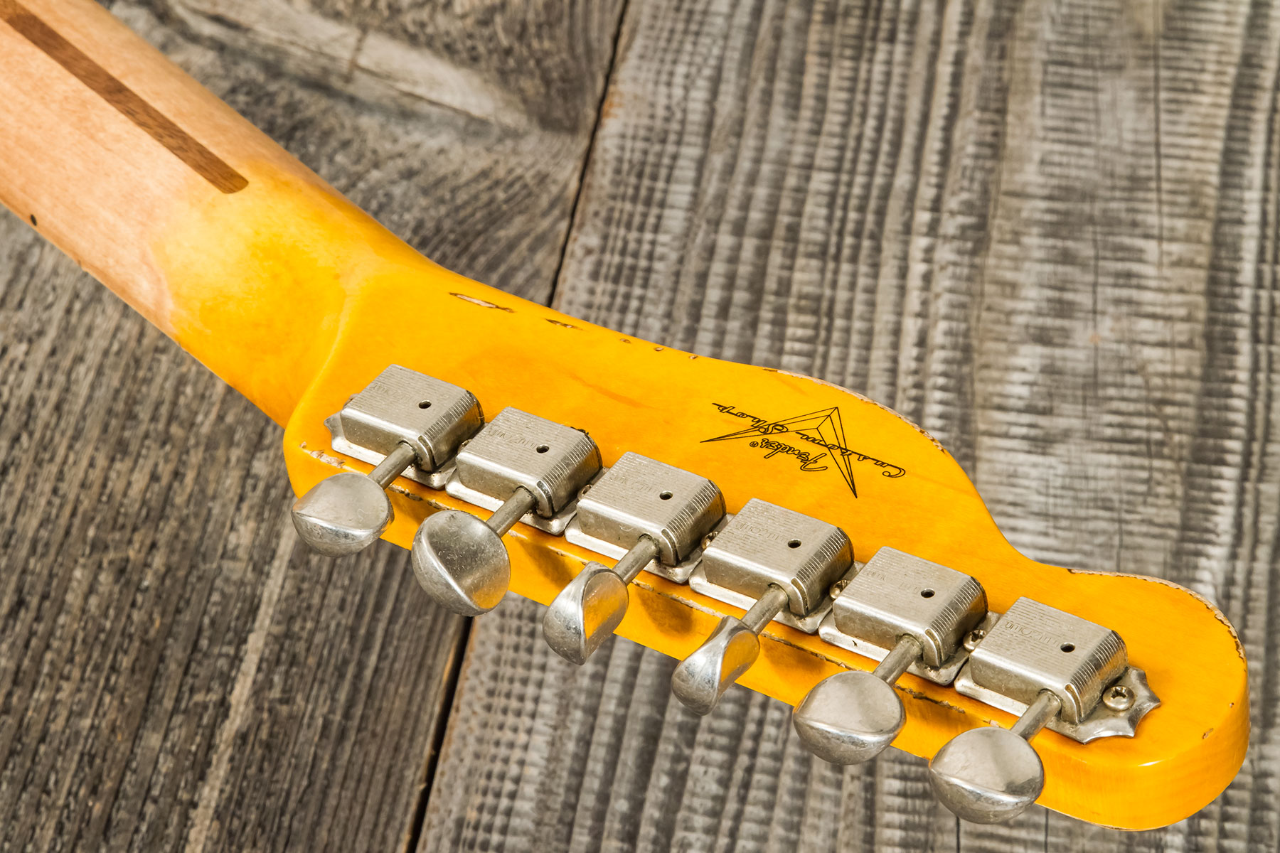 Fender Custom Shop Tele 1957 Sh Ht Mn #r117579 - Heavy Relic Desert Sand Ov. Sunburst - Televorm elektrische gitaar - Variation 11