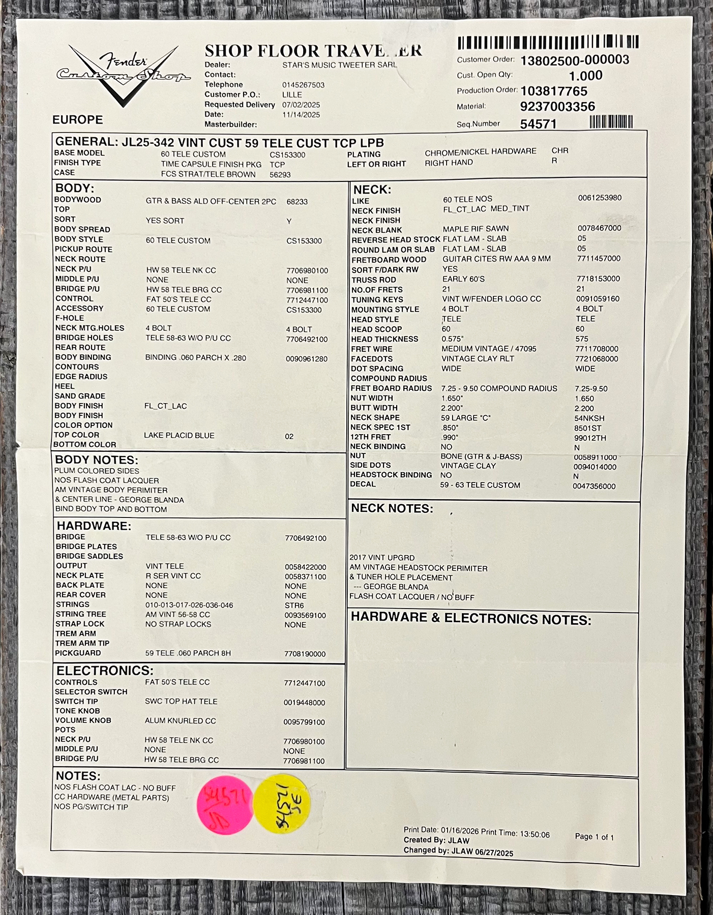 Fender Custom Shop Tele 1959 Vintage Custom 2s Ht Rw #r148052 - Time Capsule Lake Placid Blue - Televorm elektrische gitaar - Variation 12