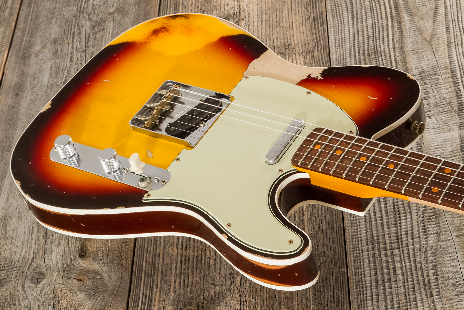 Fender Custom Shop Tele 1960 2s Ht Rw - Heavy Relic Chocolate 3-color Sunburst - Televorm elektrische gitaar - Variation 7