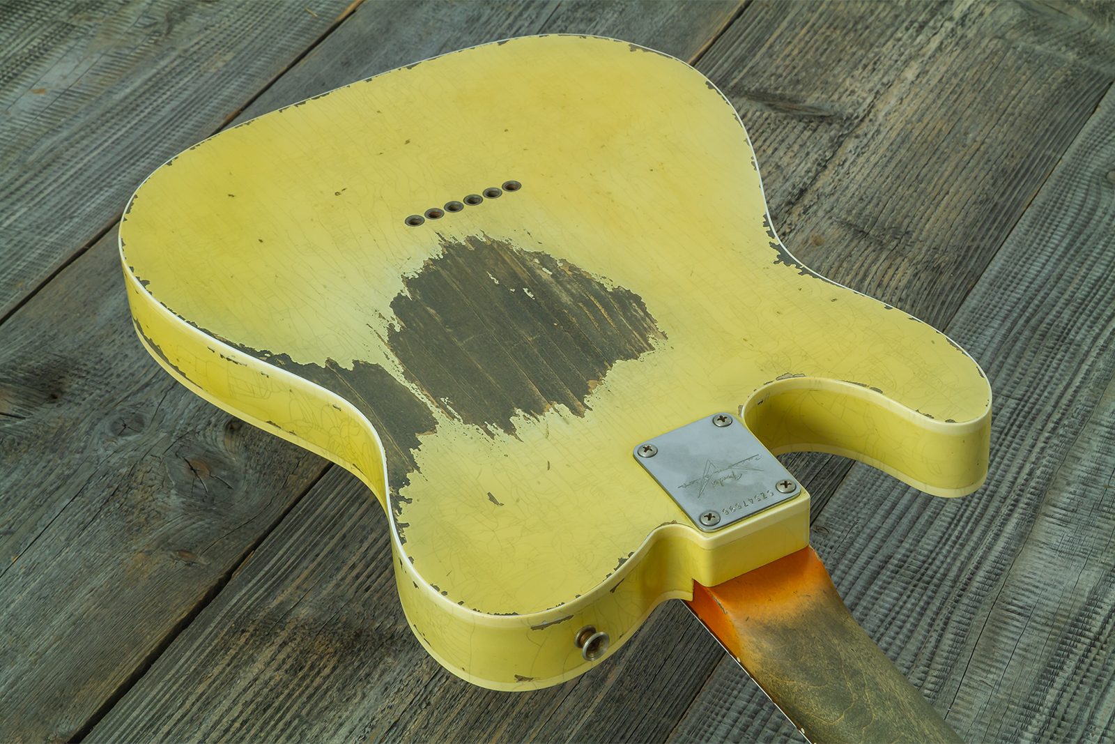 Fender Custom Shop Tele 1960 Custom Mb D.wilson 2s Ht Rw #cz547696 - Heavy Relic Aged Vintage White - Televorm elektrische gitaar - Variation 8