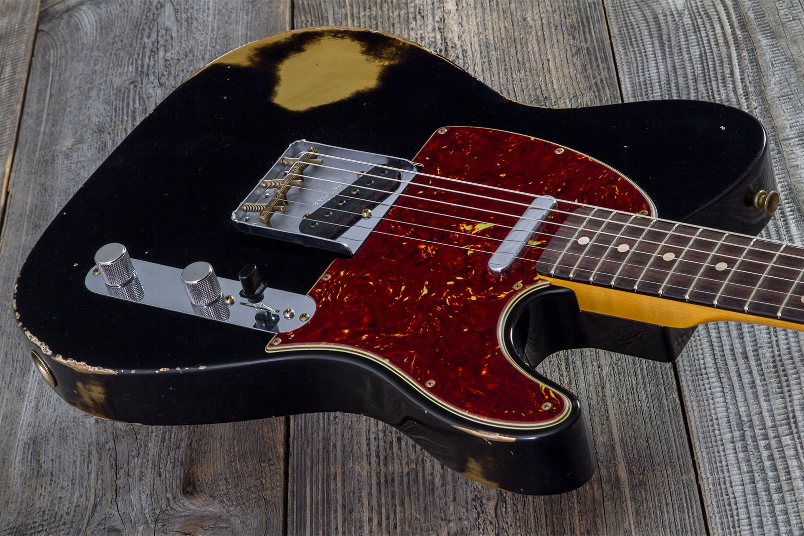 Fender Custom Shop Tele 1963 2s Ht Rw #r143447 - Black Over Hle Gold - Televorm elektrische gitaar - Variation 2