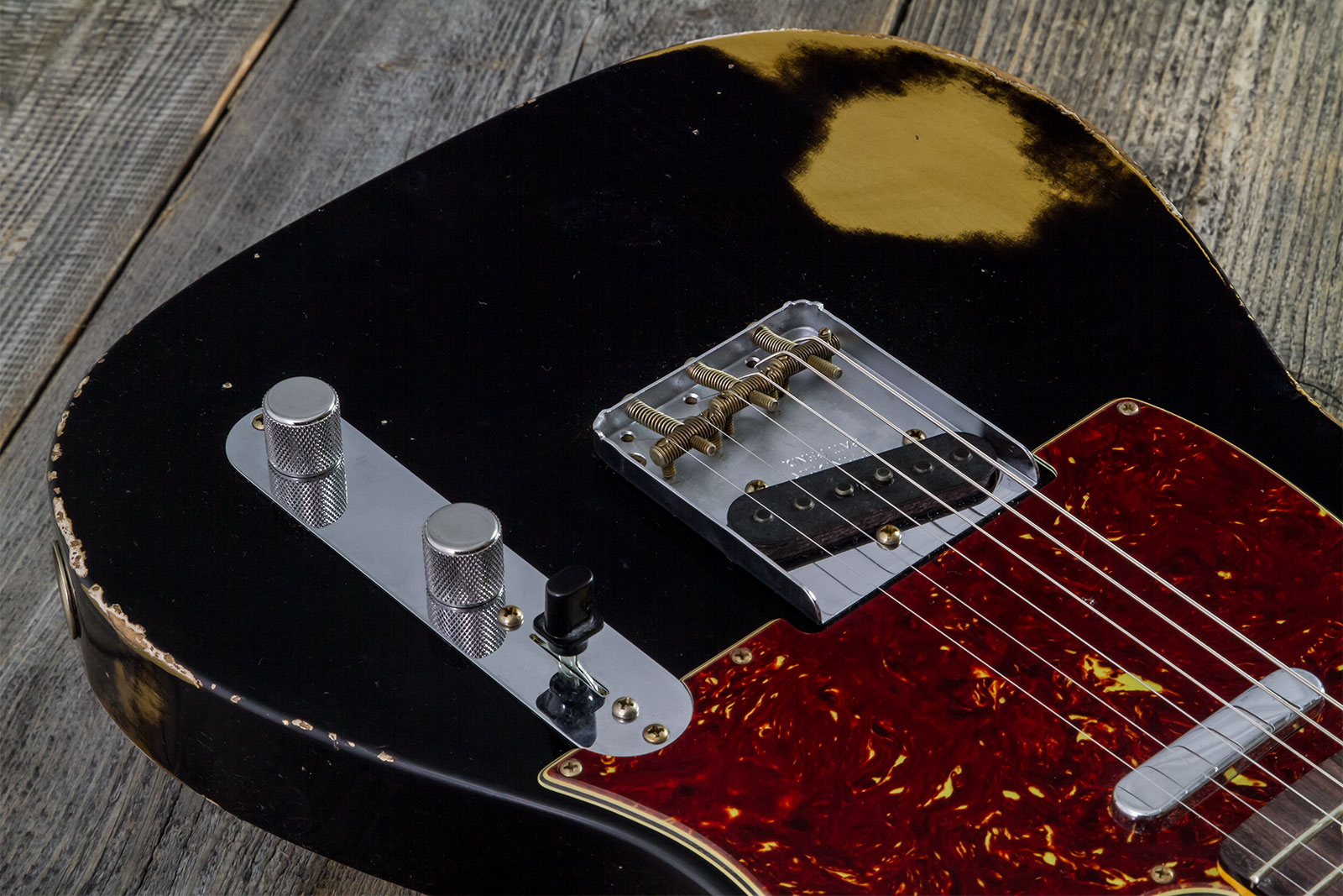 Fender Custom Shop Tele 1963 2s Ht Rw #r143447 - Black Over Hle Gold - Televorm elektrische gitaar - Variation 3