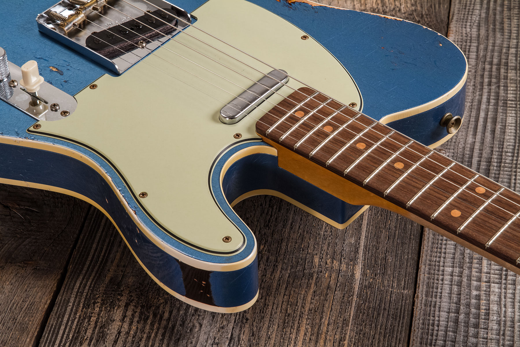 Fender Custom Shop Tele Custom 1960 2s Ht Rw #cz579606 - Heavy Relic Lake Placid Blue O. 3-color Sunburst - Televorm elektrische gitaar - Variation 4