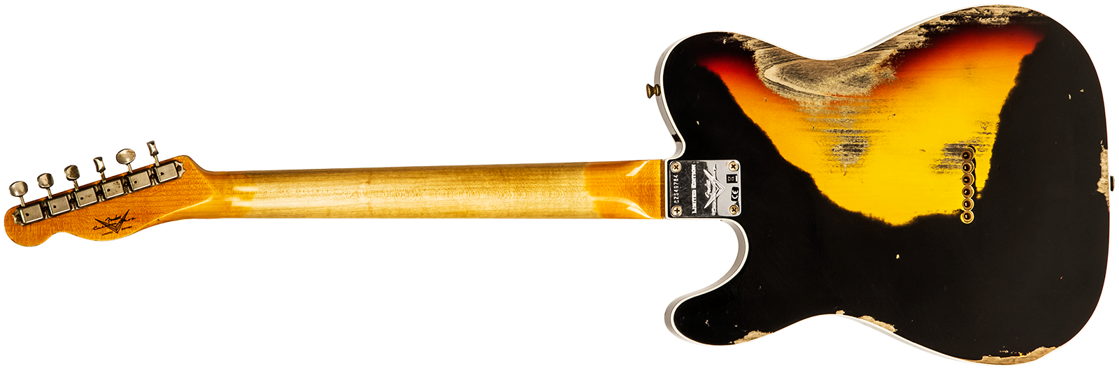Fender Custom Shop Tele Custom 1960 Sh Ltd Hs Ht Rw #cz549784 - Heavy Relic Black Over 3-color Sunburst - Televorm elektrische gitaar - Variation 1