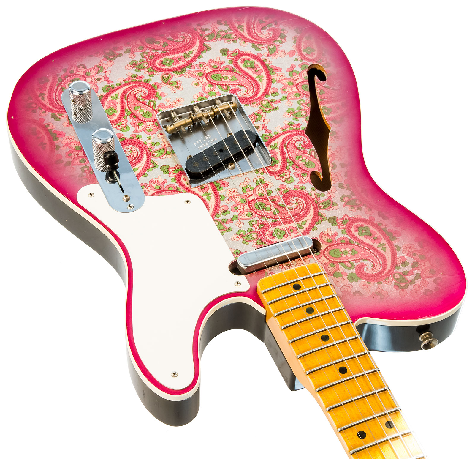 Fender Custom Shop Double Esquire/tele Custom 2s Ht Mn #r97434 - Journeyman Relic Aged Pink Paisley - Semi hollow elektriche gitaar - Variation 3