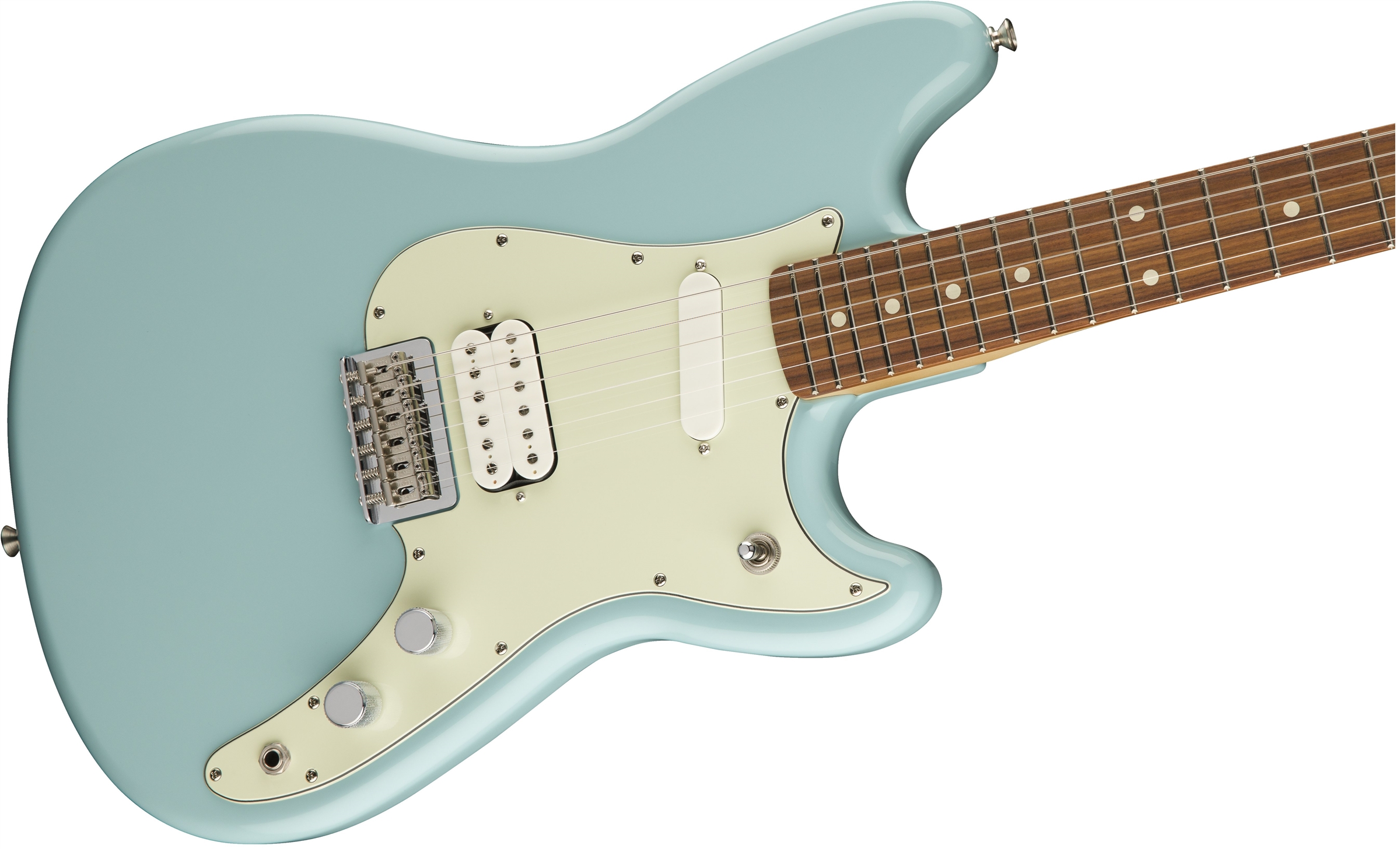 Fender Duo-sonic Hs Offset Mex Pf Diapason Court - Daphne Blue - Retro-rock elektrische gitaar - Variation 2