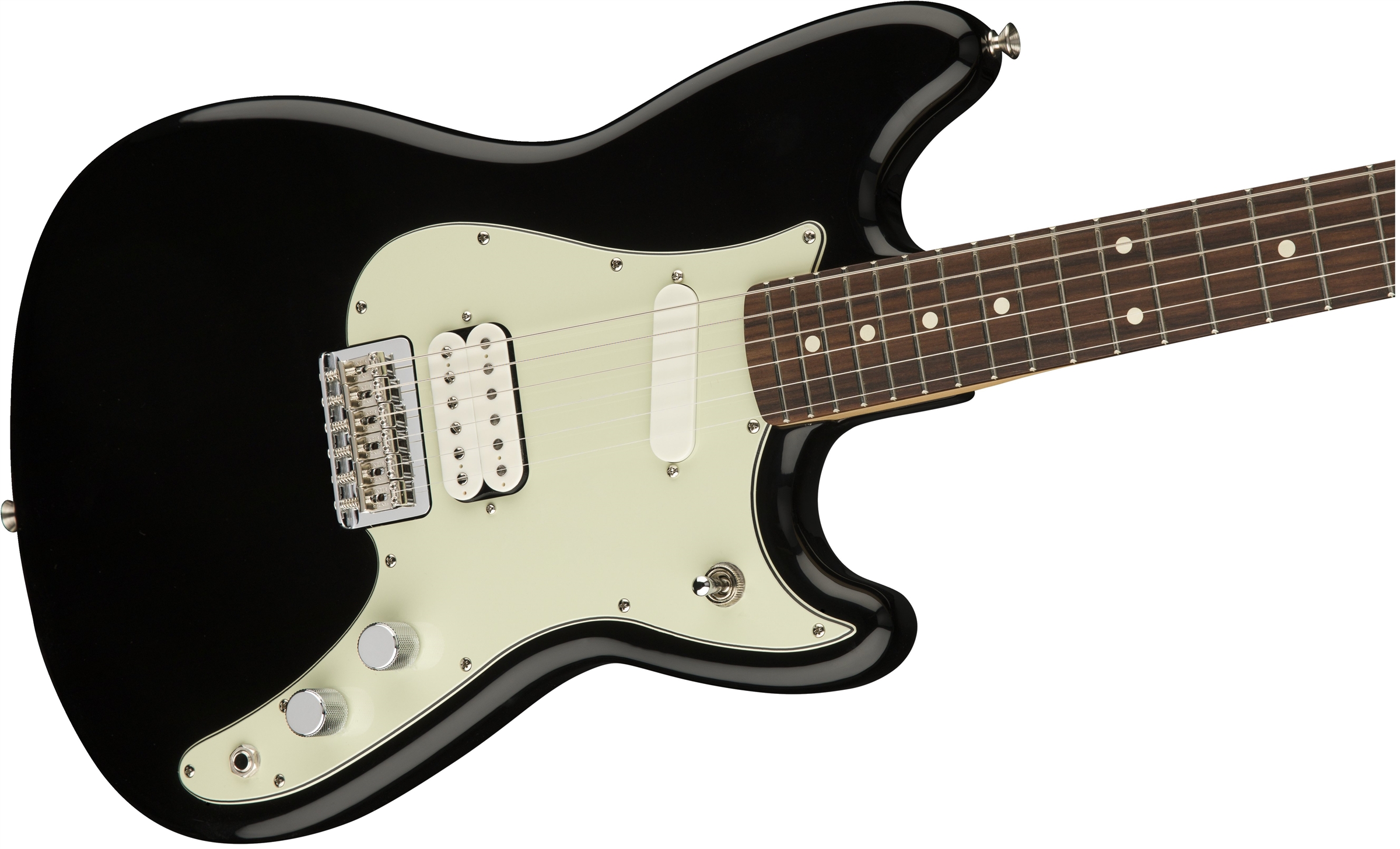 Fender Duo-sonic Hs Offset Mex Pf Diapason Court - Black - Retro-rock elektrische gitaar - Variation 2