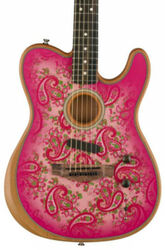 Volksgitaar Fender American Acoustasonic Telecaster FSR Ltd (USA) - Pink paisley