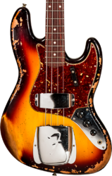 Solid body elektrische bas Fender Custom Shop 1961 Jazz Bass #CZ572155 - Heavy relic 3-color sunburst