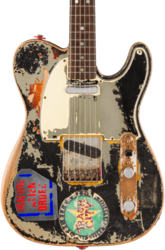 Kenmerkende elektrische gitaar Fender Custom Shop Joe Strummer Telecaster Masterbuilt Paul Waller Ltd - Super heavy relic black o. 3-color sunburst